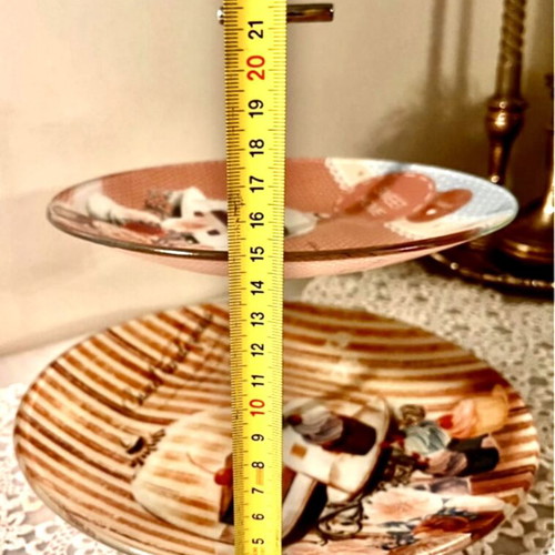 Vintage two-tier glass cake stand for sweets & cupcakes