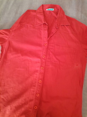 Linen shirt used, red coral, sizes L and XL