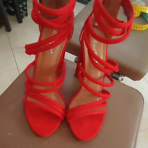 Red suede sandals size 37 like new, heel height 11cm