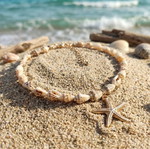 Women's summer necklace with starfish, new, beige