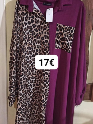 Shirt dress magenta leopard new