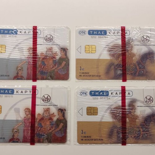 Set of collectible phone cards from Museum of Greek Folk Art like new, 8 pieces