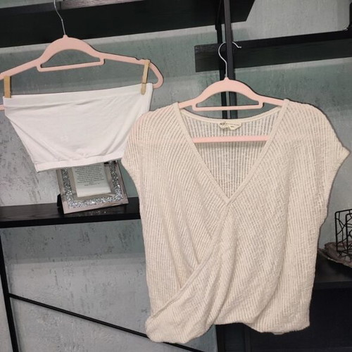 BSB Jeans knit crop top and white strapless tube top set, like new, small