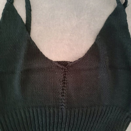 Summer knitted crop top blouse like new, size M black