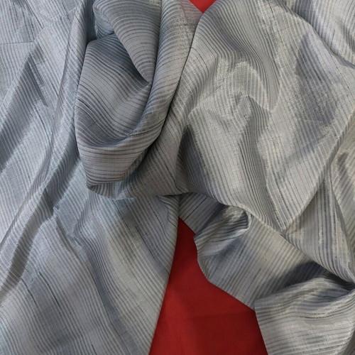 Thin silk fabric striped gray-white 1.50x1.50 m new