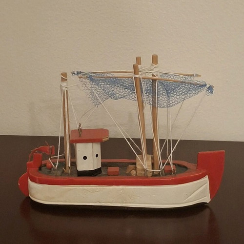 Handmade wooden decorative boat like new