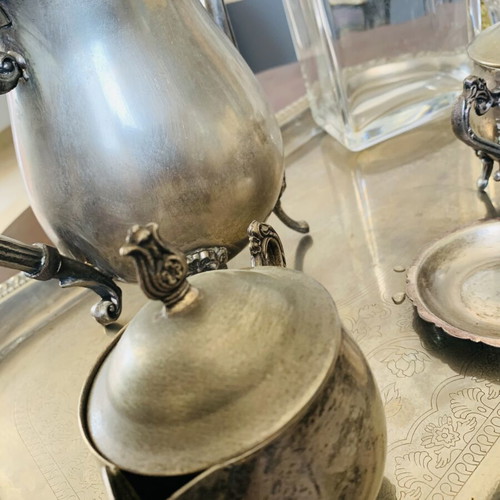 Vintage Leonard Silver Serving Set used with Crystal Decanter and Tray