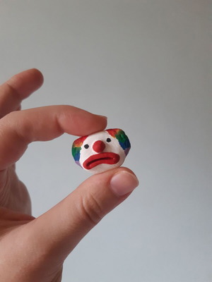 Handmade pendant clown new, multicolored