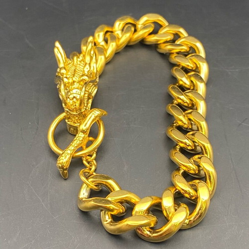 Bracelet with dragon head new, gold color