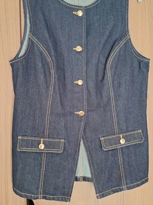 H&M Denim Vest Large New Blue With Gold Buttons