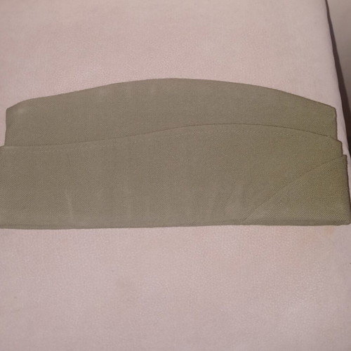 Military hats like new, officer's side cap and E.S jockey with emblem