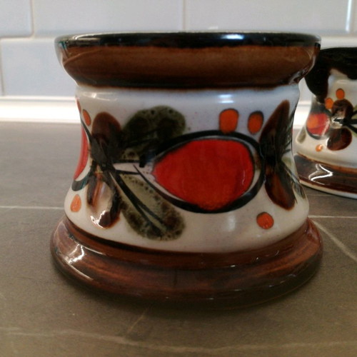 Hand-painted kitchen set used, 17 pieces, ceramic from Germany