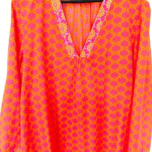 Zara caftan like new, orange and pink, 100% cotton, size L