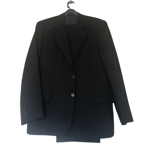 Handmade Wedding Suit like new, black, with extra trousers and silk scarf