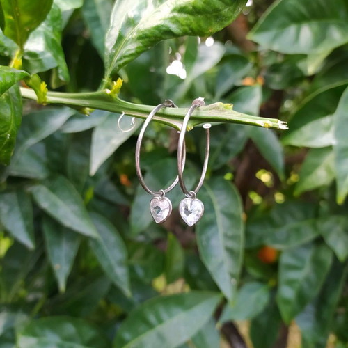 Silver 925 hoop earrings like new with crystal details