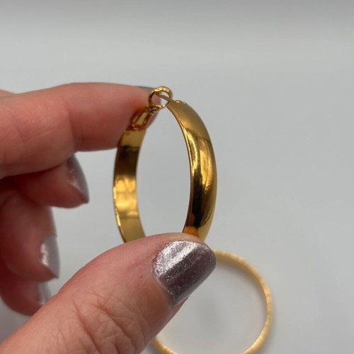 Brass flat hoop earrings plated with 24K gold new