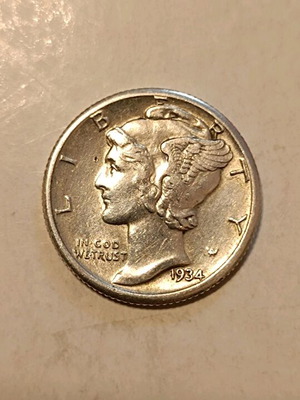 Mercury Dime 1934 silver like new