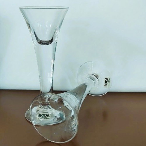 Boda Snubbar Crystal Liqueur Glasses New Vintage Set of 2