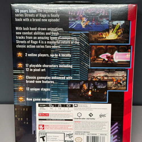 Streets of Rage 4 Limited Run Classic Edition Nintendo Switch new
