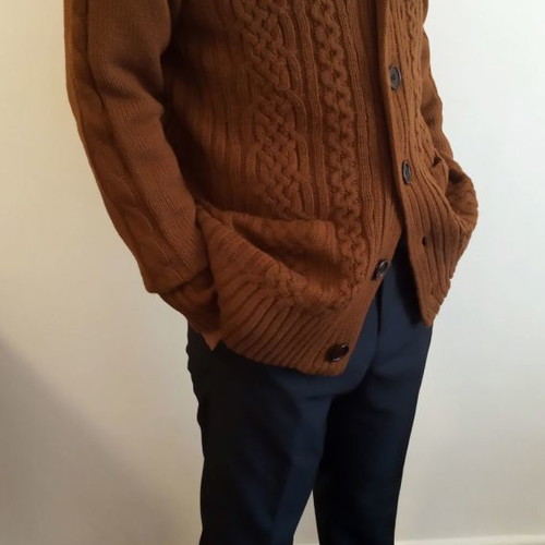 Cedarwood State men's wool cardigan in tan color size L new