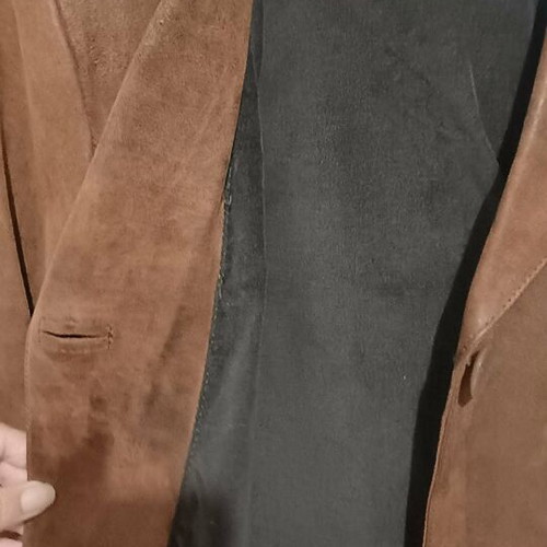 Leather coat, brown, size M, feminine cut