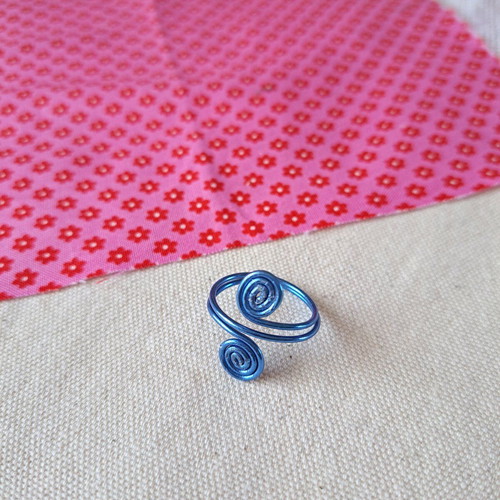 Handmade ring from blue wire, regular size made to order