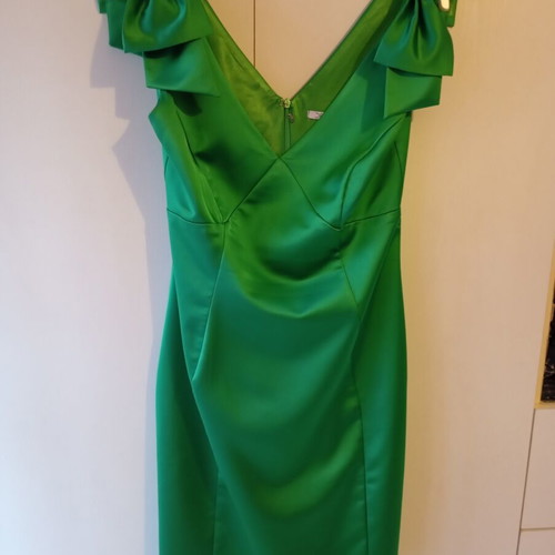 Desiree satin mini dress like new, green with bows