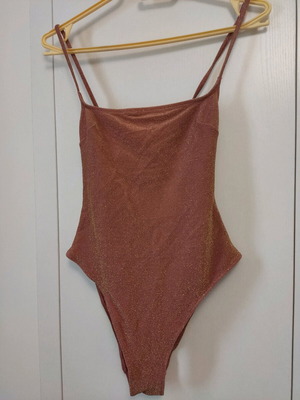 Ολόσωμο μαγιό H&M μεταχειρισμένο, ροζ με γκλίτερ, μέγεθος M 38