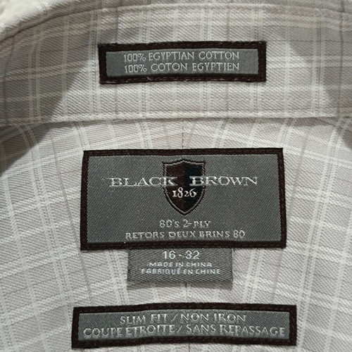 Black Brown 1826 Slim Fit Men's Dress Shirt Large, like new, Egyptian cotton