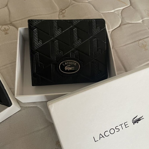 Lacoste Wallet new, black with embossed geometric design