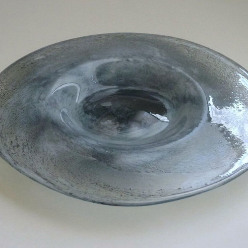 Vintage handblown glass platter, 32 cm diameter