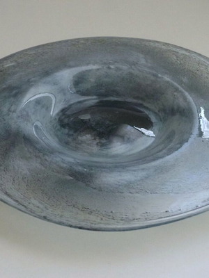 Vintage handblown glass platter, 32 cm diameter