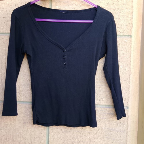 Long-sleeve blouse size S, black and blue