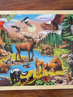 Goki Wooden Puzzle "Forest Animals" 96 Pieces Montessori