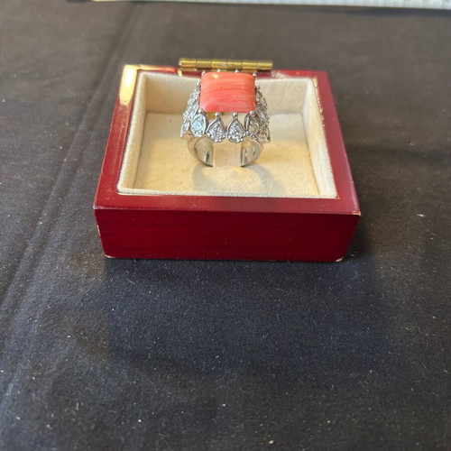 Silver 925 ring like new with orange and white stones