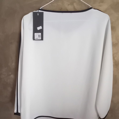 Favani women's blouse white with black details and decorative chain new