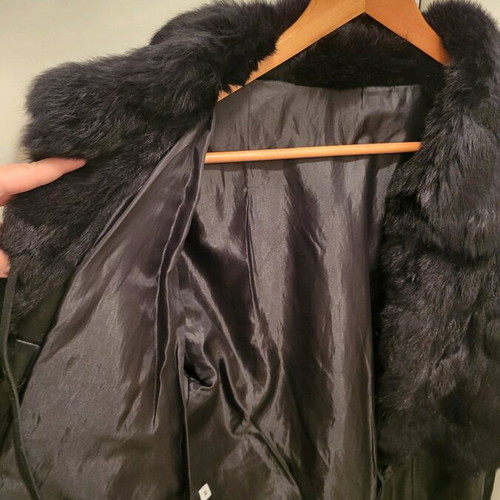 Women's black leather jacket with fur Medium like new