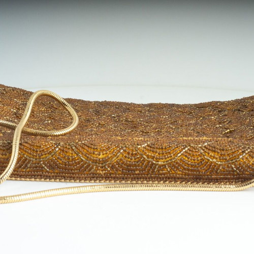 Vintage Evening Clutch Bag used with sparkling beadwork and gold clasp