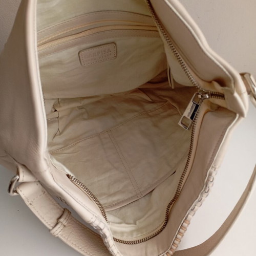 Caprice leather shoulder bag used, beige ecru