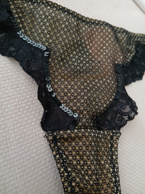 Sixty Eight women's lingerie with black lace and sequin details, size medium 38/40