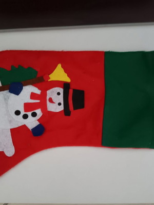 Christmas stocking used with snowman design