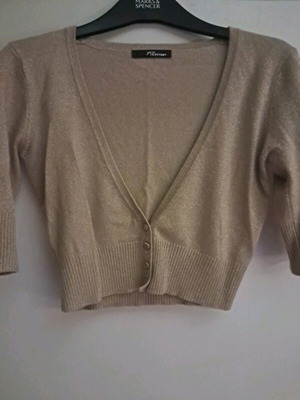 Ζακετάκι μπολερό crop χρυσαφί σαν καινούργιο, μέγεθος M