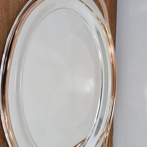 Silver-plated tray used, with rose gold wear