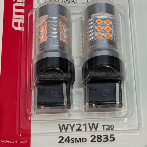 Amio Set of 2 LED Auto Bulbs Orange T20 W21W Canbus 12-24V