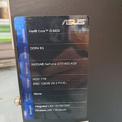 Gaming computer used with Intel Core i5 9400, 16GB RAM, GTX1650