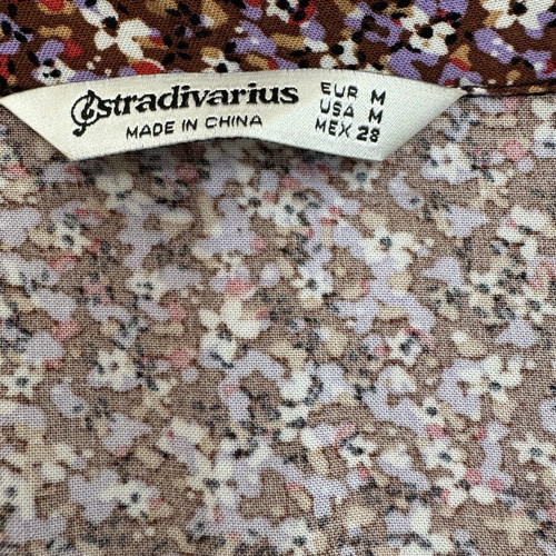 Stradivarius Floral Vintage Dress Like New, Brown and Pink