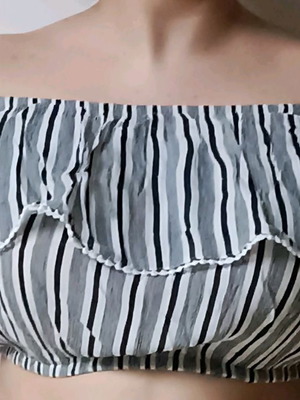 Striped short blouse used, blue, size S