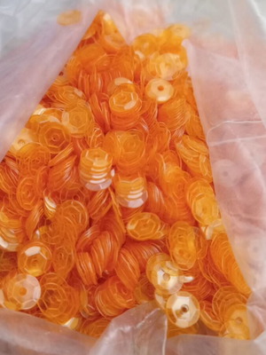 Orange Transparent Sequins 6mm Round 50g new