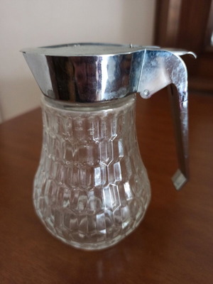 Glass container for honey sugar milk like new, inox lid