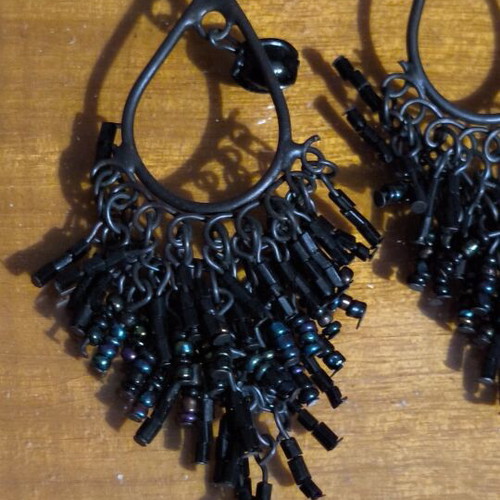 Chandelier tassel earrings like new, black boho gothic design